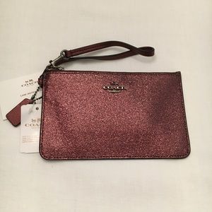 NWT Lg Coach Glitter Leather Wristlet